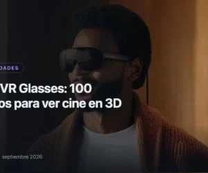 Un modelo con las Meta VR Glasses puestas: gafas de realidad virtual de 100 gramos